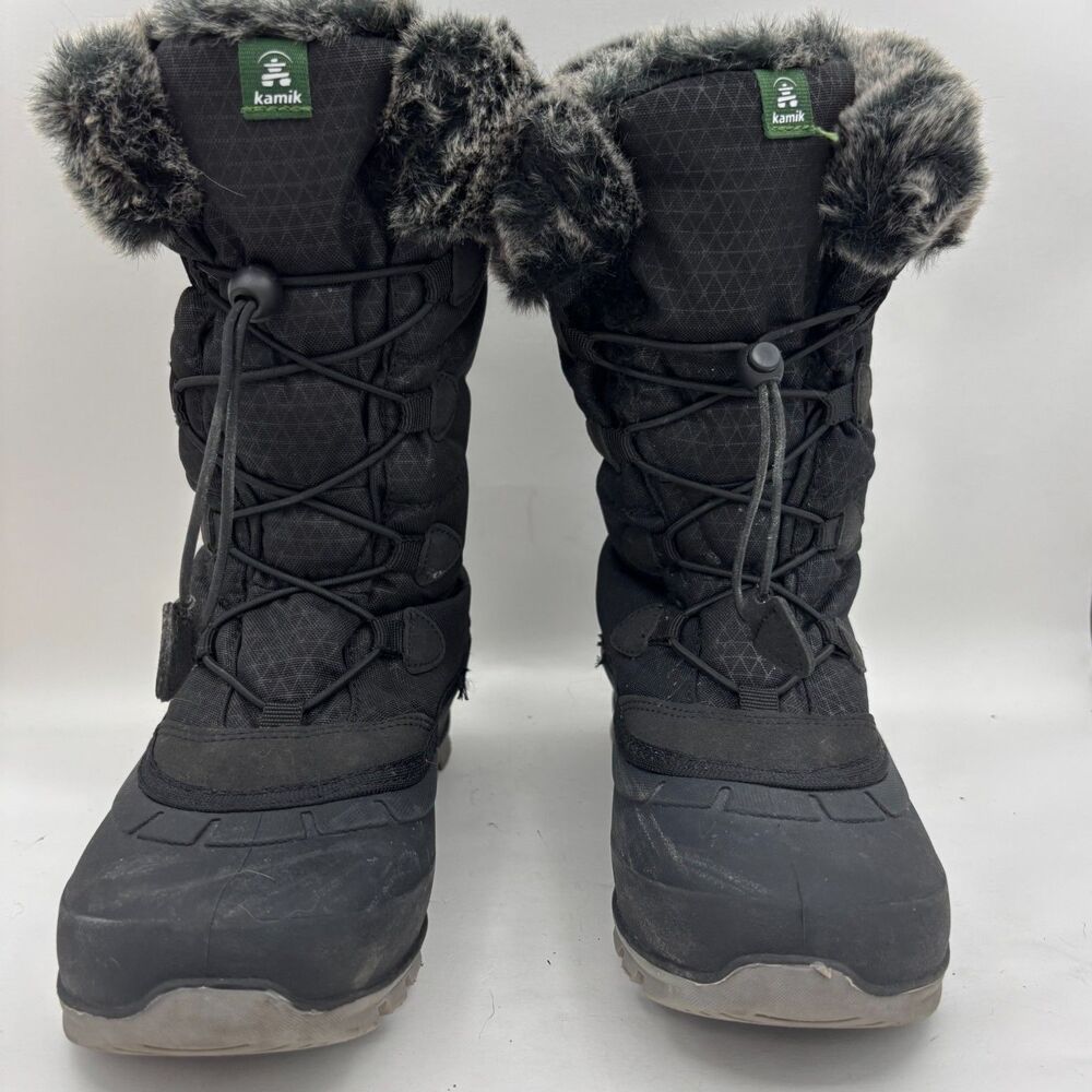Kamik Momentum2 Womens Size 8 Black Waterproof Winter Snow Boots Faux Fur